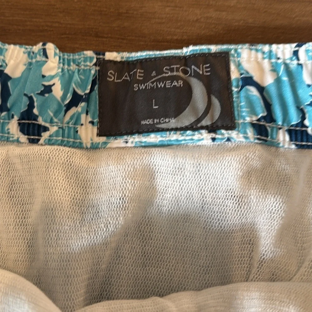Men's Slate and Stone Swim Trunks. Size L